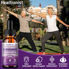 Healtionist liquid drops ingredients bottle—includes boswellia, turmeric, quercetin for antioxidant support.