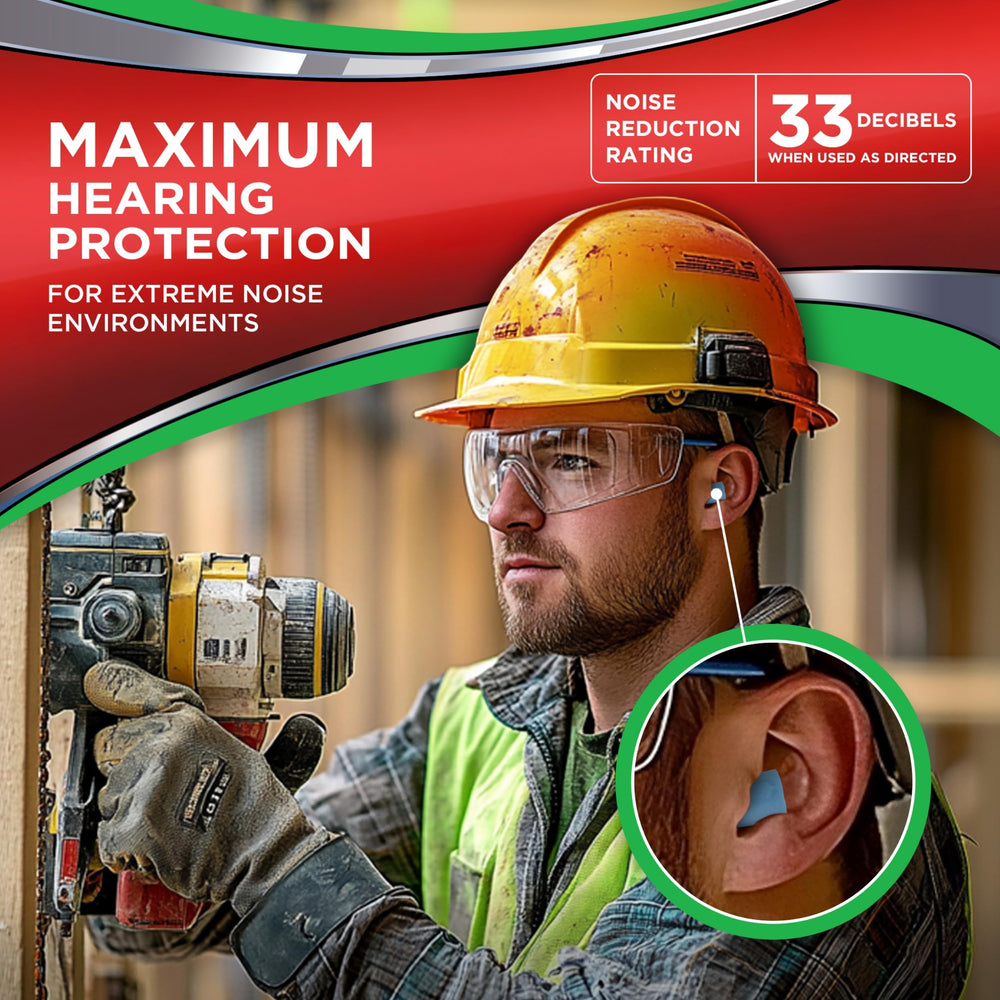 HEAROS Xtreme blue foam ear plugs with 33dB NRR for quiet