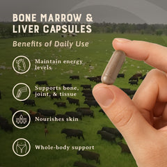 Heart & Soil label detail highlights grass-fed ingredients.