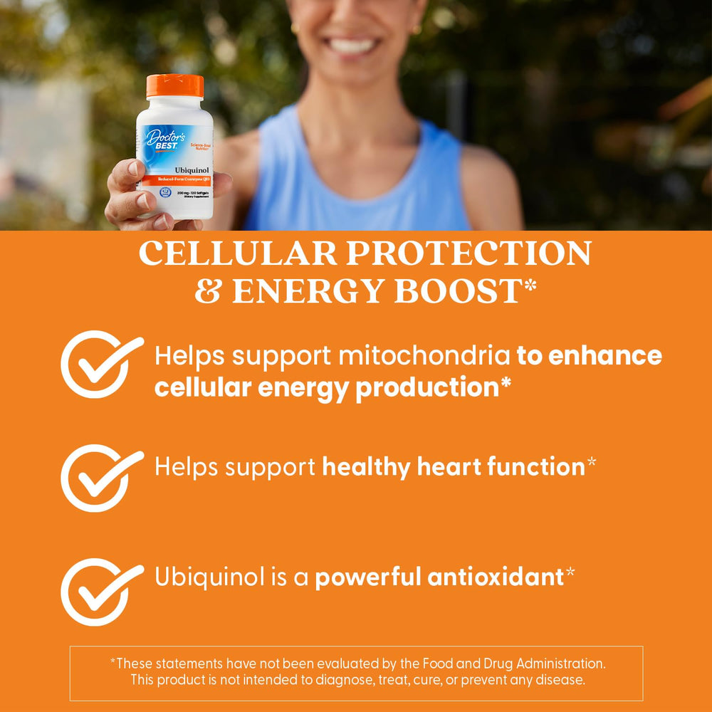 Heart health support ubiquinol 200 mg visual suggests steady energy potential.