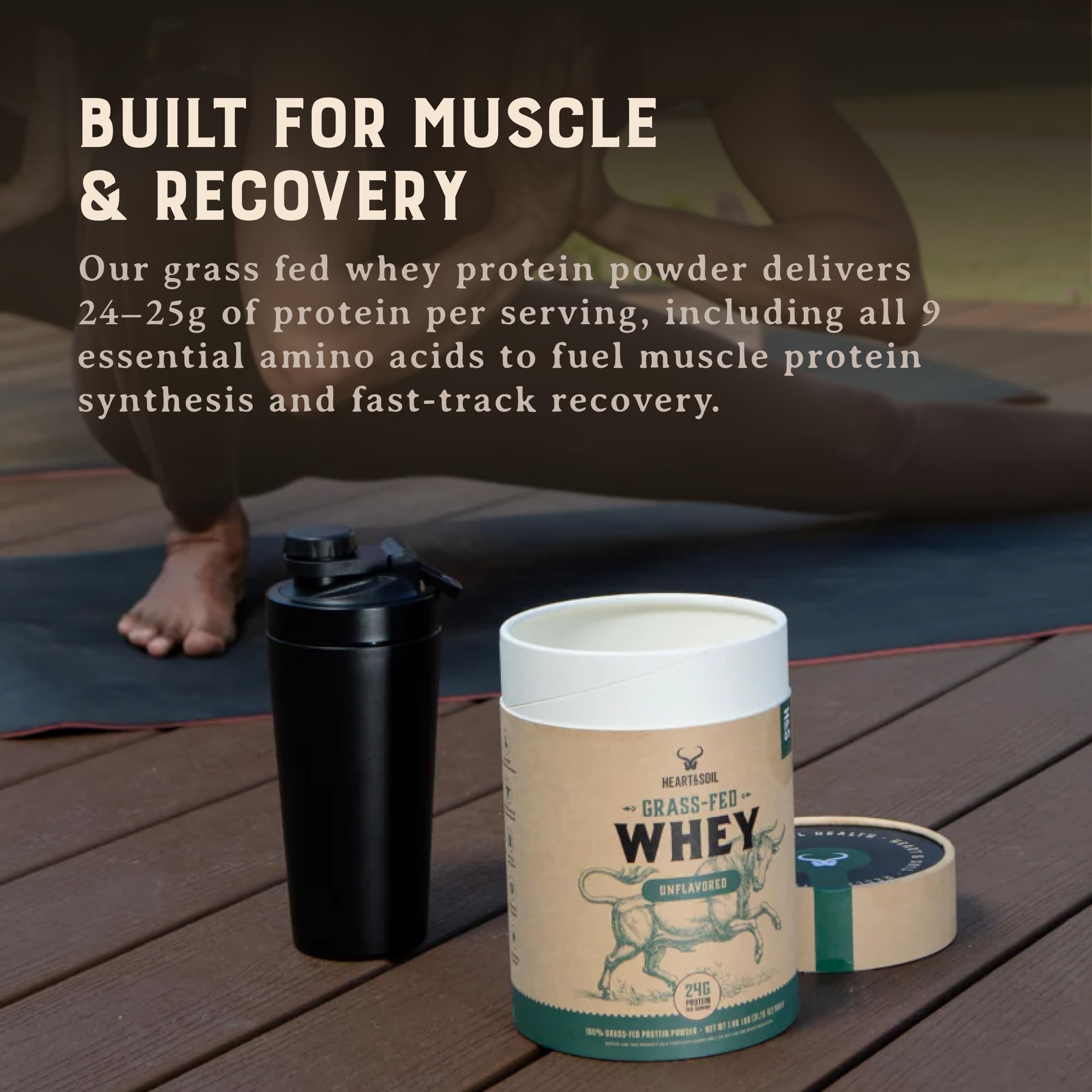 HEART & SOIL cold-processed whey powder for superior nutrient retention.