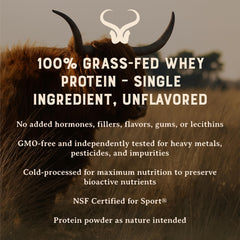 HEART & SOIL unflavored whey powder in jar for versatile shakes.