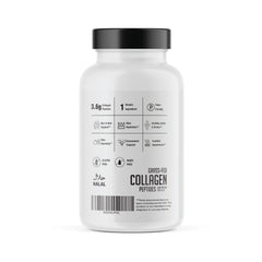 Hearthy Foods collagen pills serving on table showing 3.6g protein per serving
