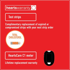 Hearts Bio HeartsCare strips ready-to-use in compact packaging, ideal for home routines.