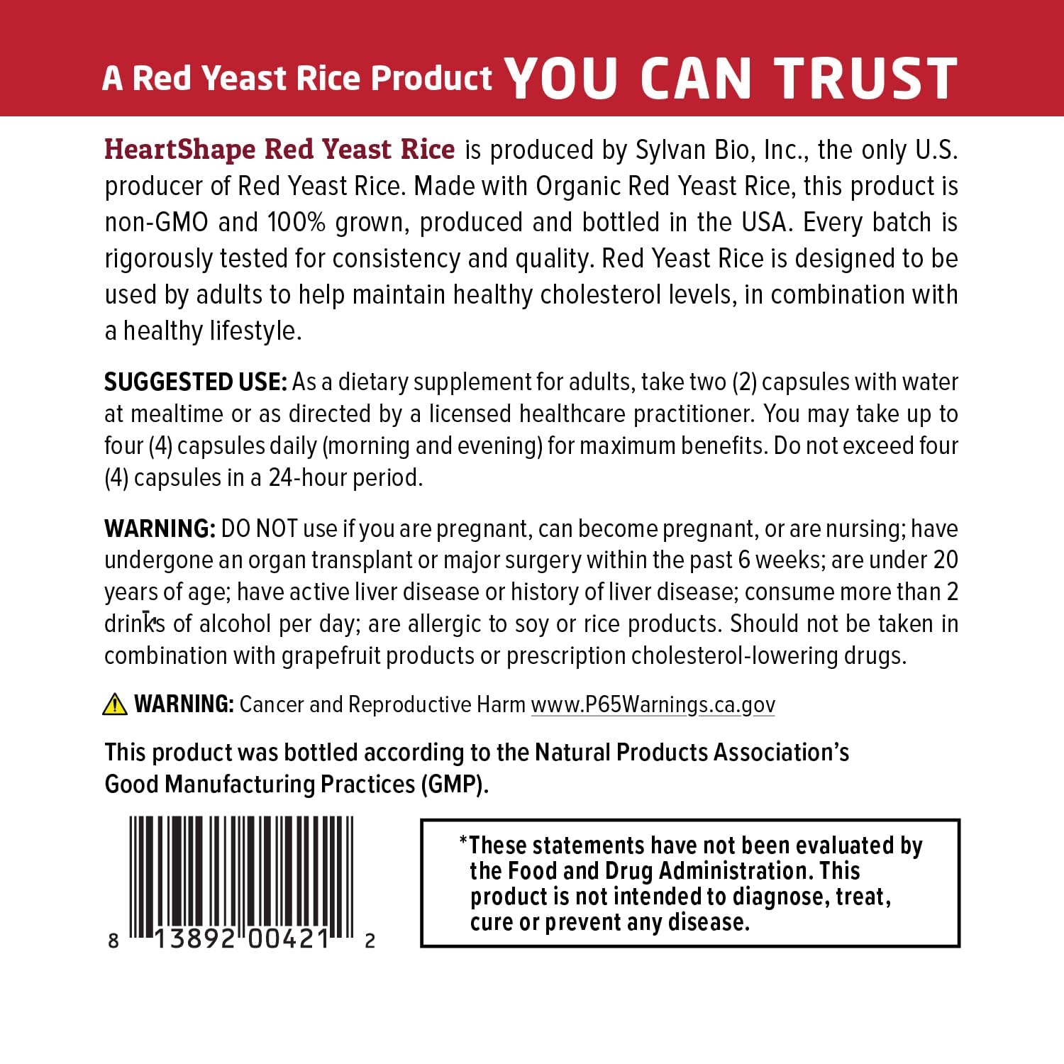 HeartShape Red Yeast Rice bottle on a store shelf highlighting certified organic by QAI.