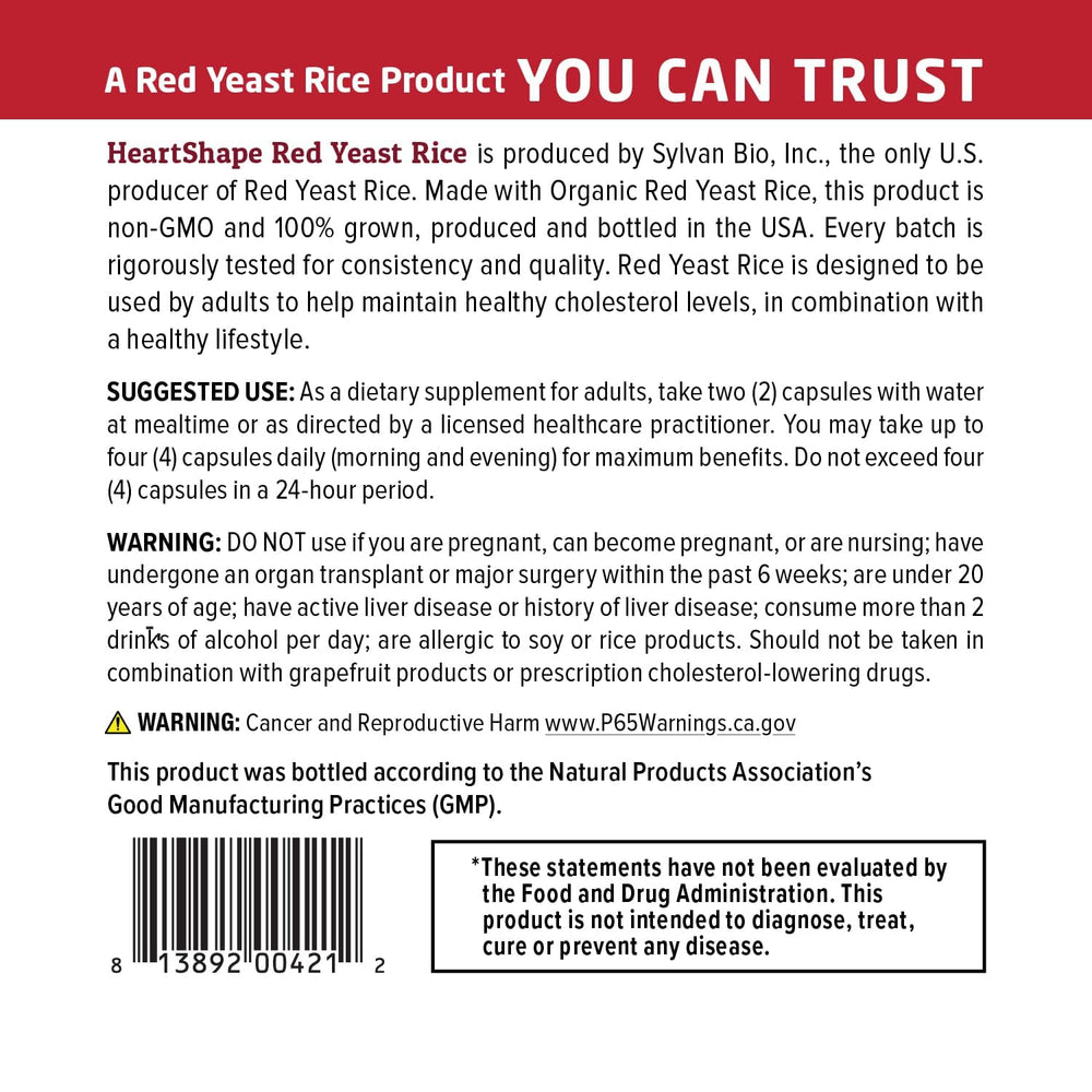 HeartShape Red Yeast Rice bottle on a store shelf highlighting certified organic by QAI.