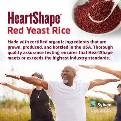 HeartShape Red Yeast Rice bottle front with clinical results note.