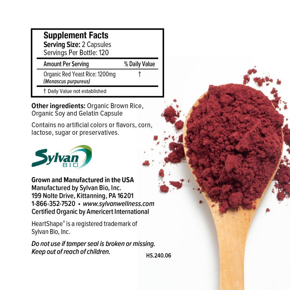 HeartShape Red Yeast Rice label emphasizes a natural alternative option for wellness.