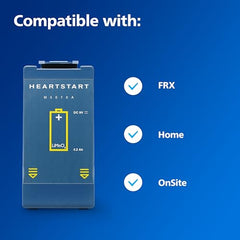 Philips HeartStart battery installation is tool-free for fast replacement.