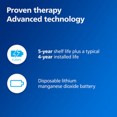 HeartStart battery with five-year shelf life supports preparedness.