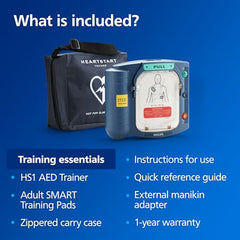 HeartStart eight-scenario training prompts guide CPR coaching sessions.