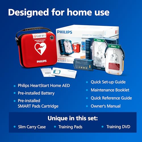 HeartStart Home AED carry case shown for portable protection and quick access.