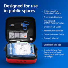HeartStart OnSite carry case holding the AED and accessories.
