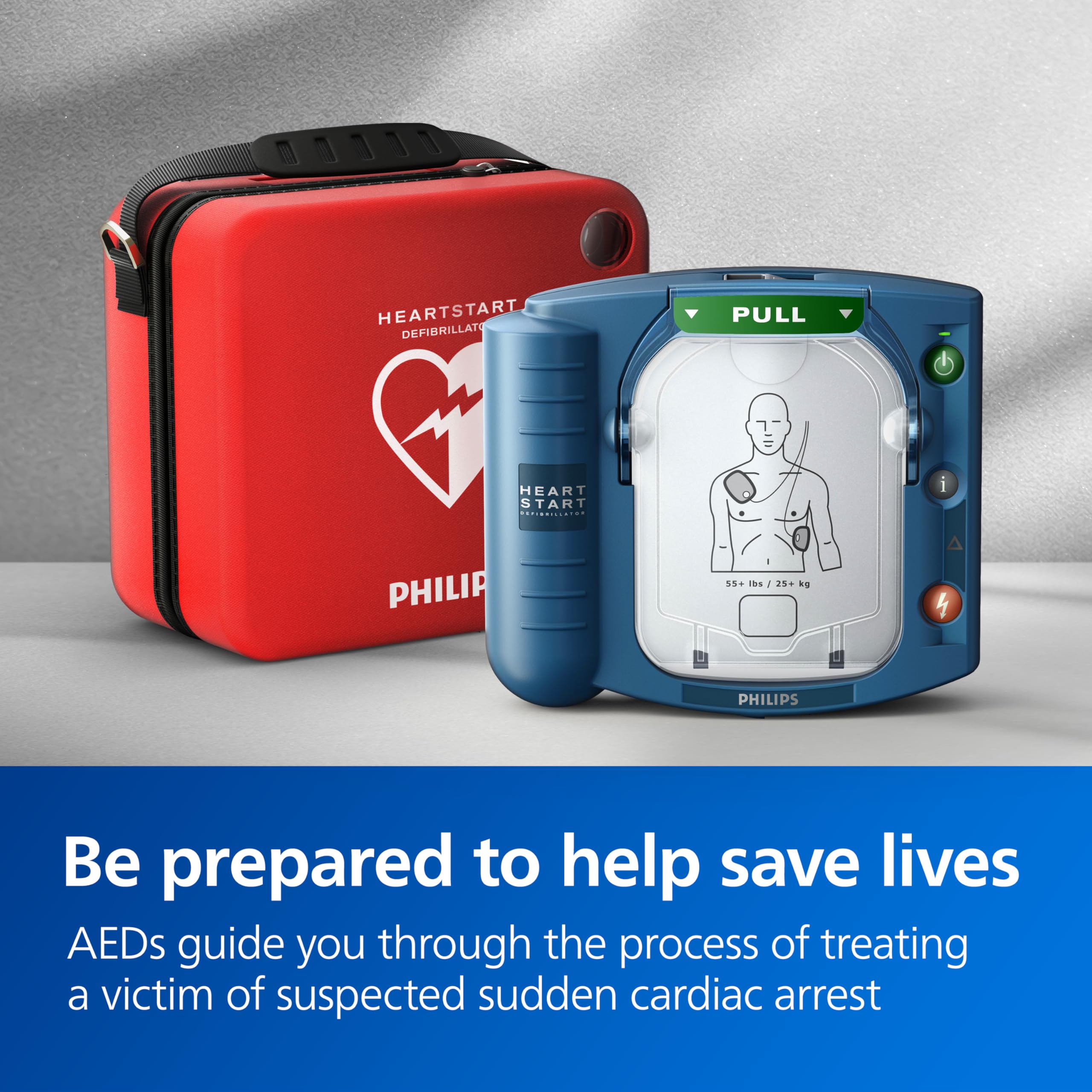 HeartStart OnSite with preinstalled SMART Pads for ready prompts.