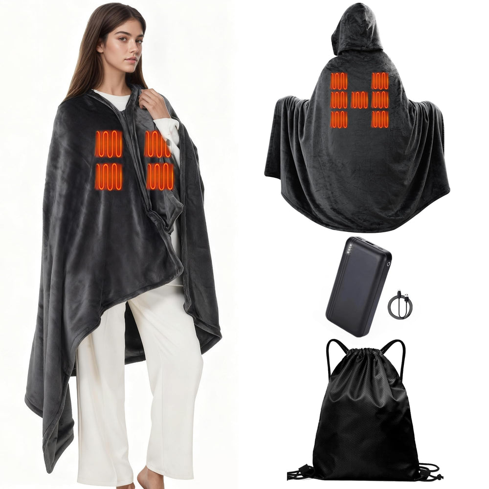 HeatNest large 71x43 flannel blanket shawl laid flat for full body warmth