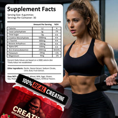 Heavy Balance creatine gummies jar opened, 120-count bundle
