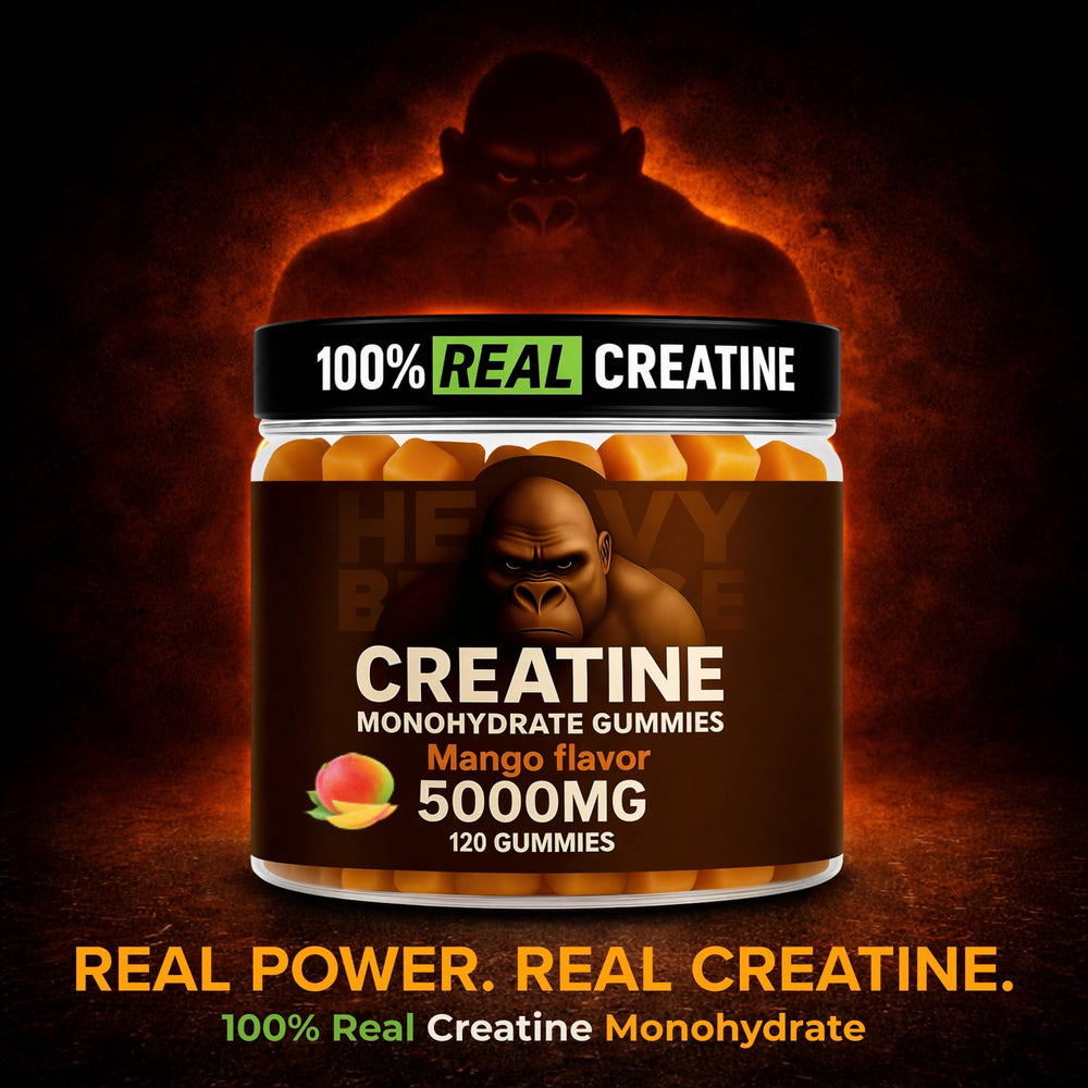 Travel pack of Heavy Balance Creatine Monohydrate Gummies for workouts.