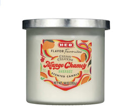 HEB Flavor Favorites Mango Chamoy candle for cozy spaces with fruity aroma.