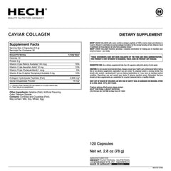 HECH Caviar Collagen Capsules bottle side view for daily wellness