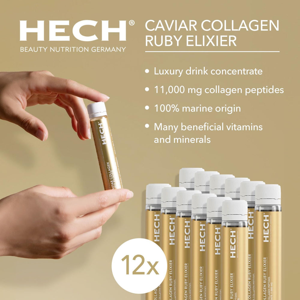 HECH Caviar Collagen Ruby Elixier ampoules for convenient single-dose use in a routine.