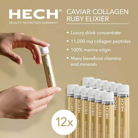 HECH Caviar Collagen Ruby Elixier ampoules for convenient single-dose use in a routine.