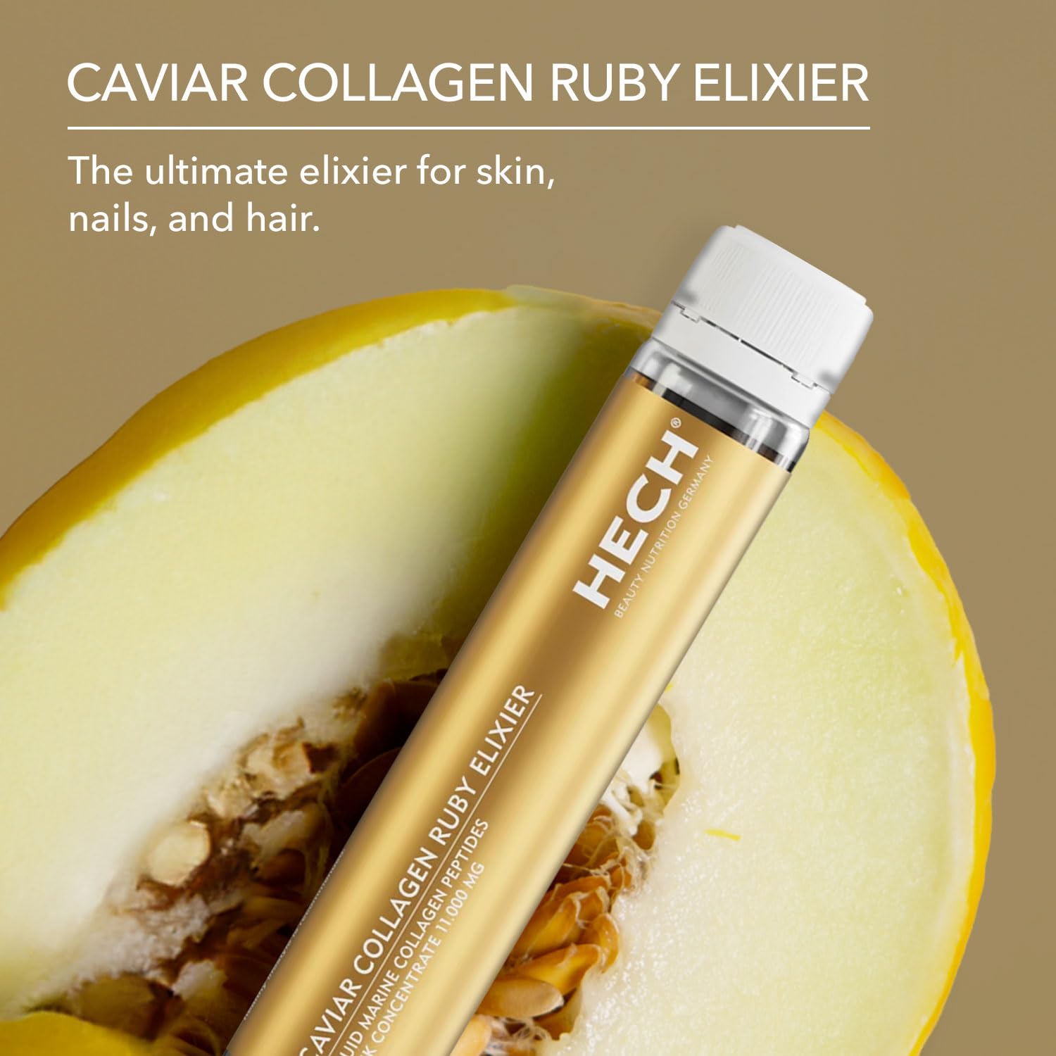 HECH Caviar Collagen Ruby Elixier packaging communicates German-made quality and expertise.