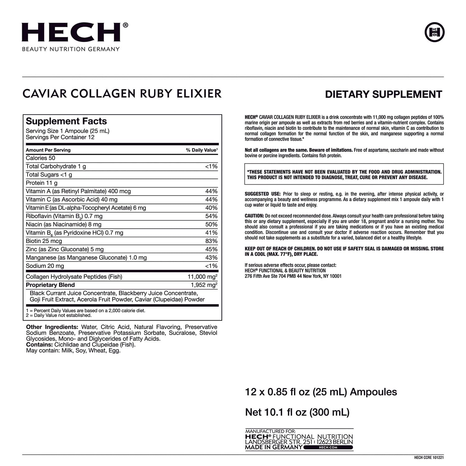 HECH Caviar Collagen Ruby Elixier texture close-up suggests a silky elixir for daily use.