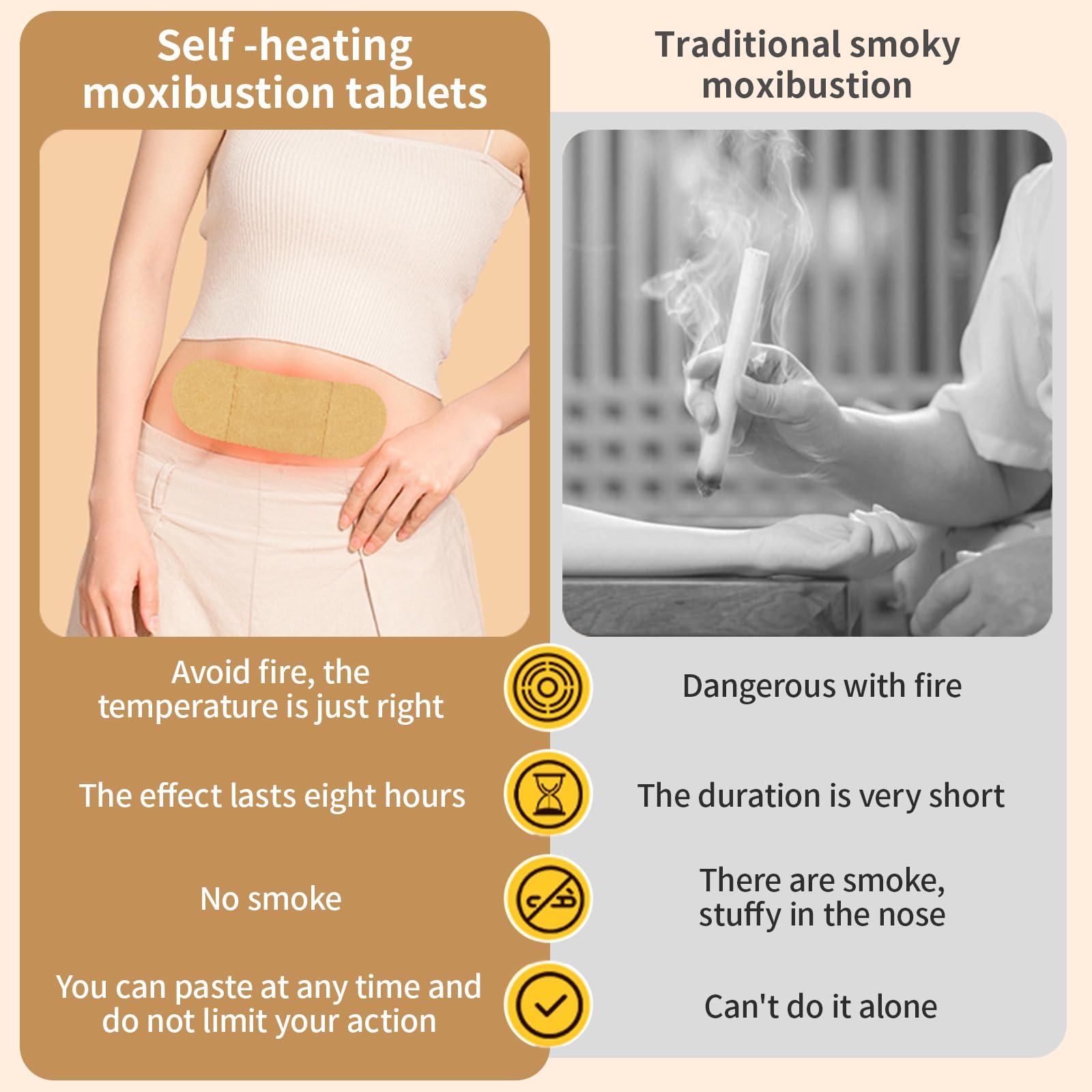 Hee Creek patch on the knee provides localized heat for mobility