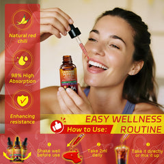 HEERB Cayenne Pepper Drops in use demonstrates convenient drop-dispensing.