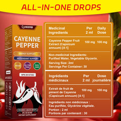 HEERB Cayenne Pepper Drops packaging showcased on kitchen counter.