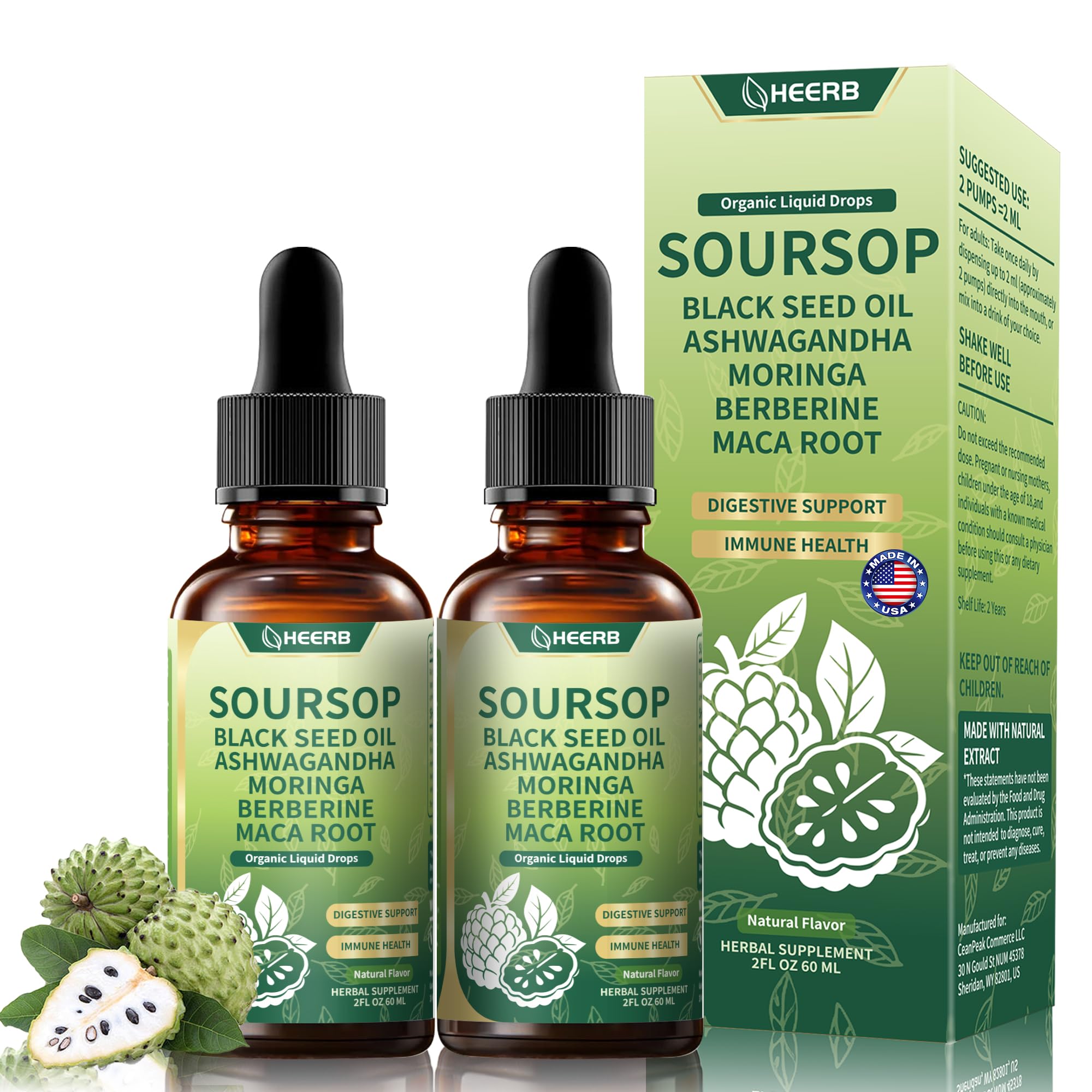 HEERB Soursop Bitters bottle for daily digestion support.