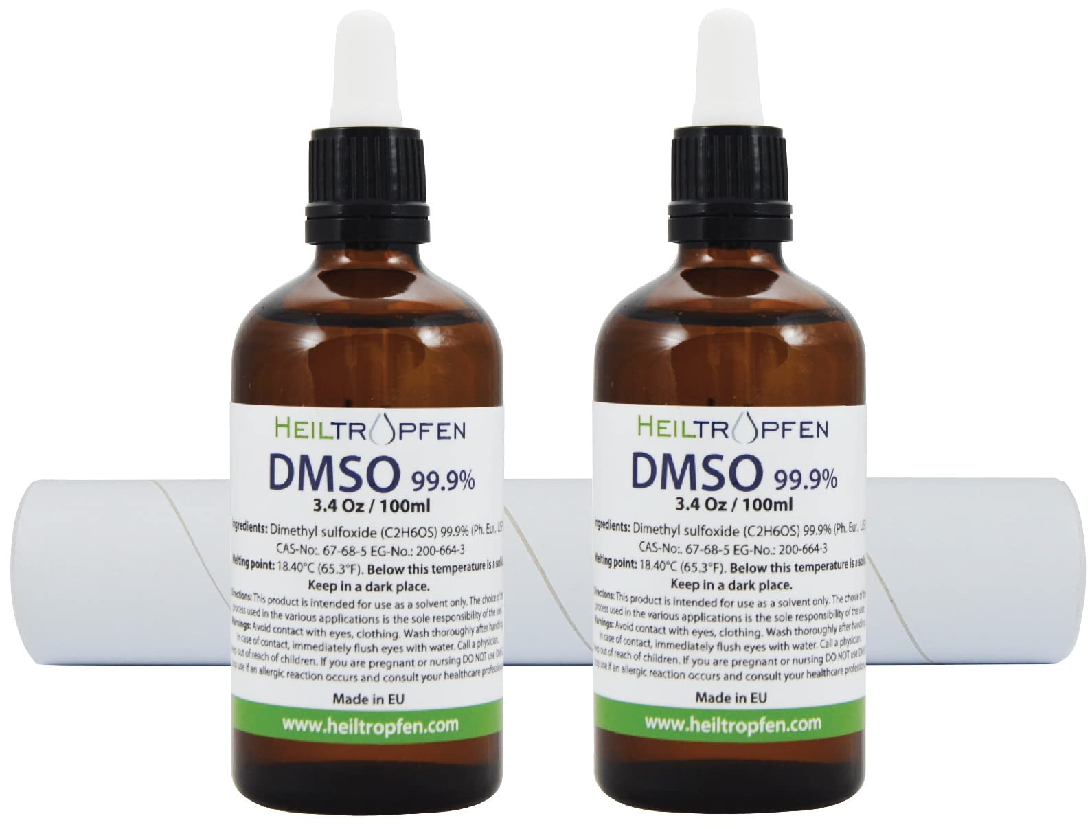 Label and packaging of Heiltropfen DMSO signaling pharma-grade purity.