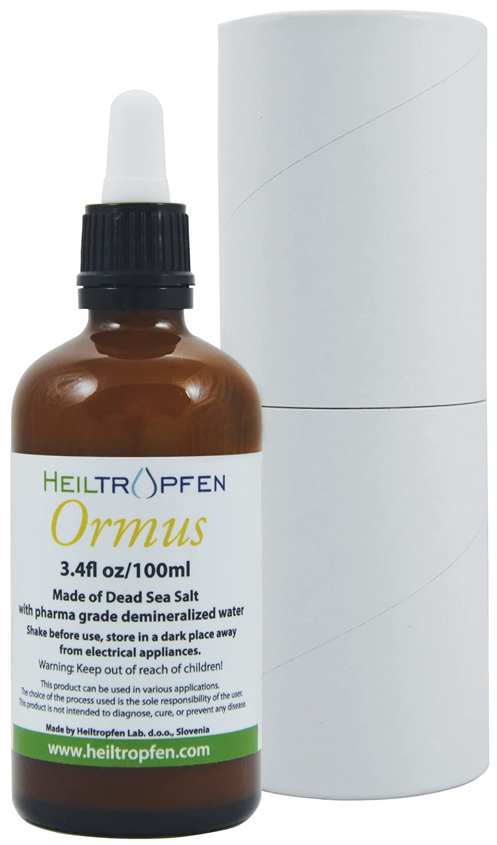 Heiltropfen Ormus bottle with dropper shown for easy dosing.