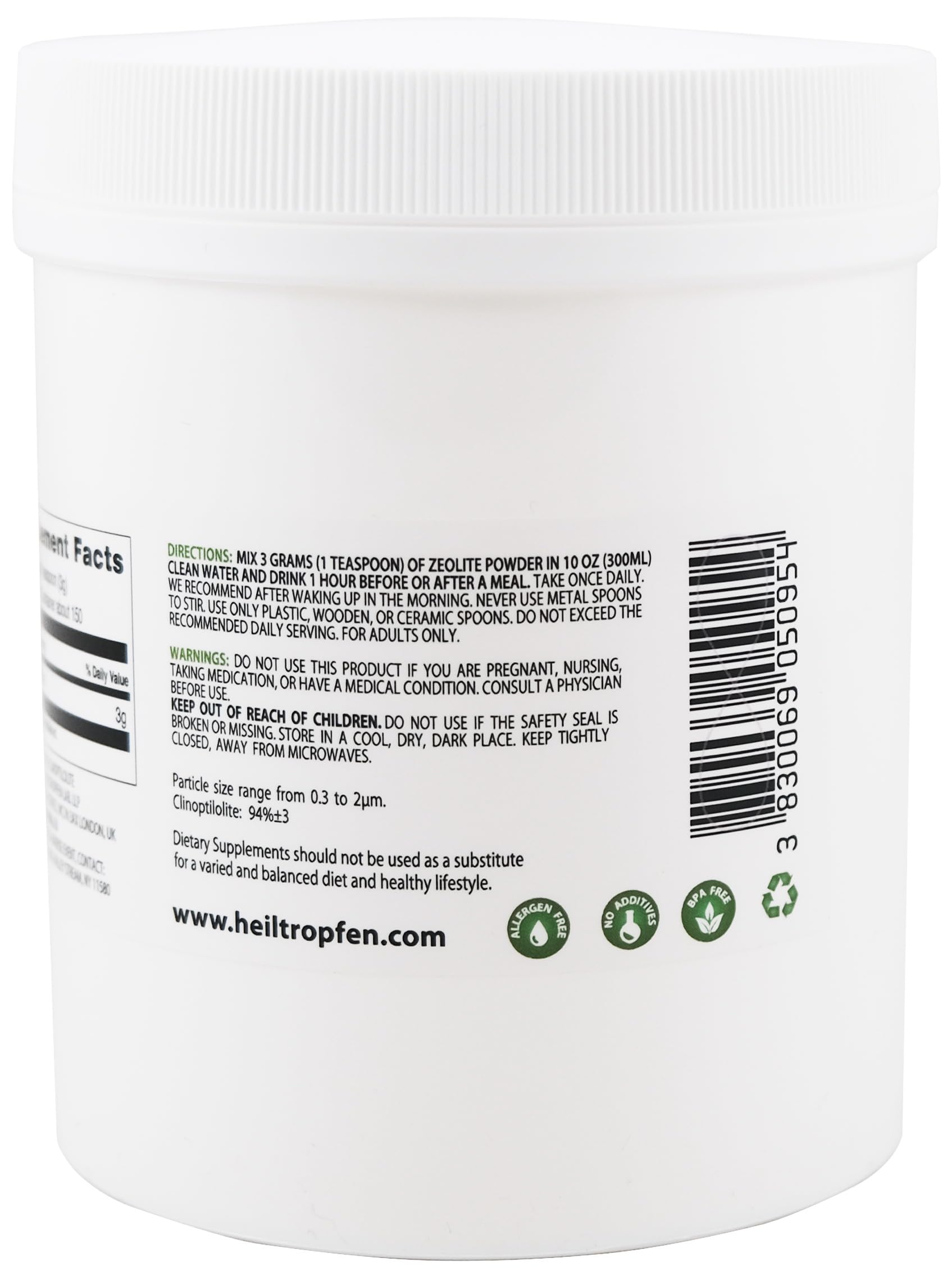 Mined in Slovakia volcanic mineral origin for Heiltropfen Zeolite Powder.