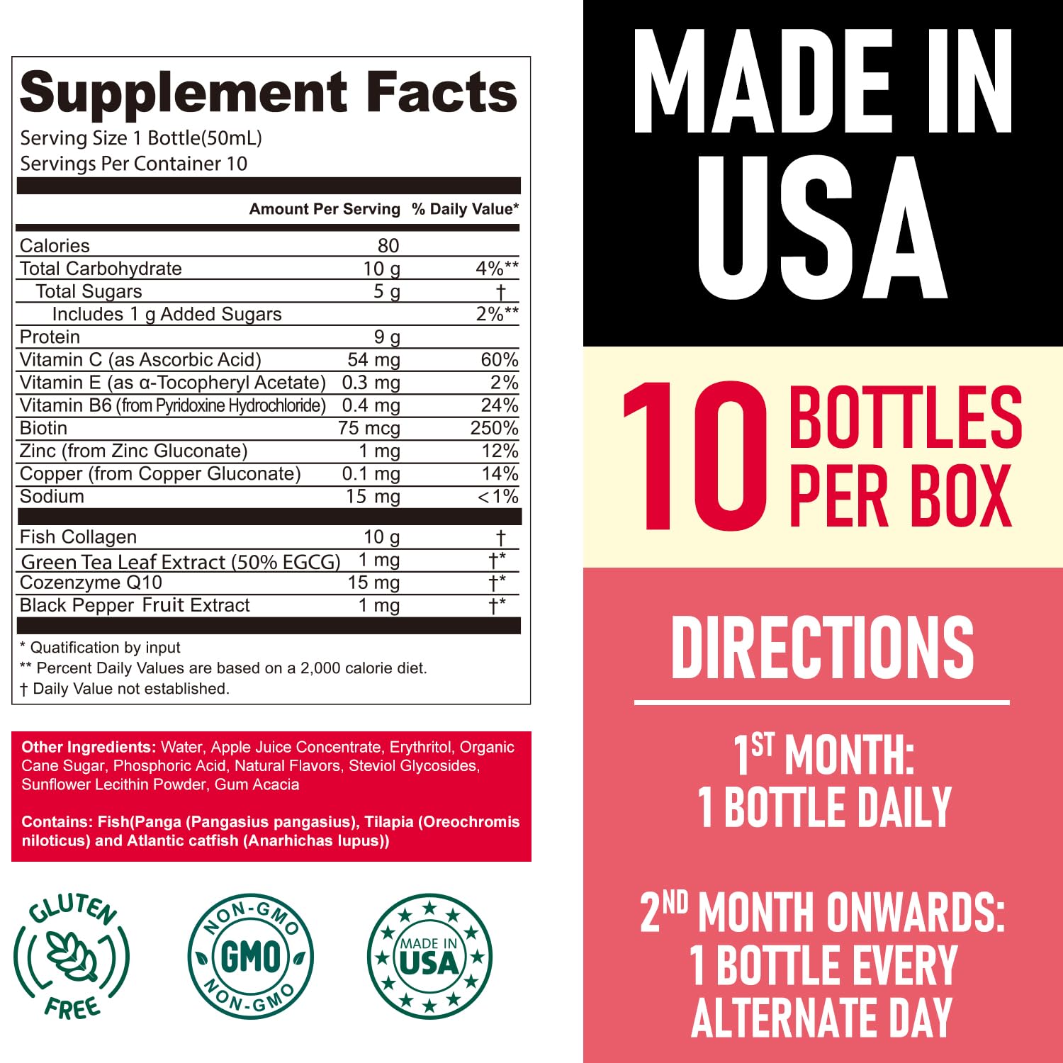 Heivy Liposomal Liquid Collagen bottle back label detailing ingredients.