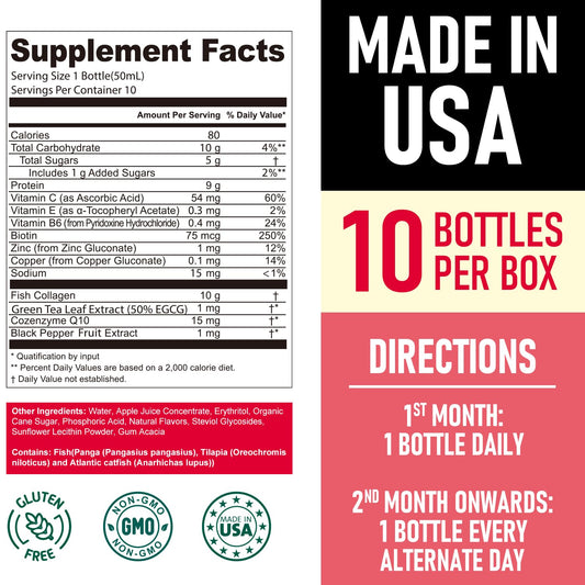 Heivy Liposomal Liquid Collagen bottle back label detailing ingredients.