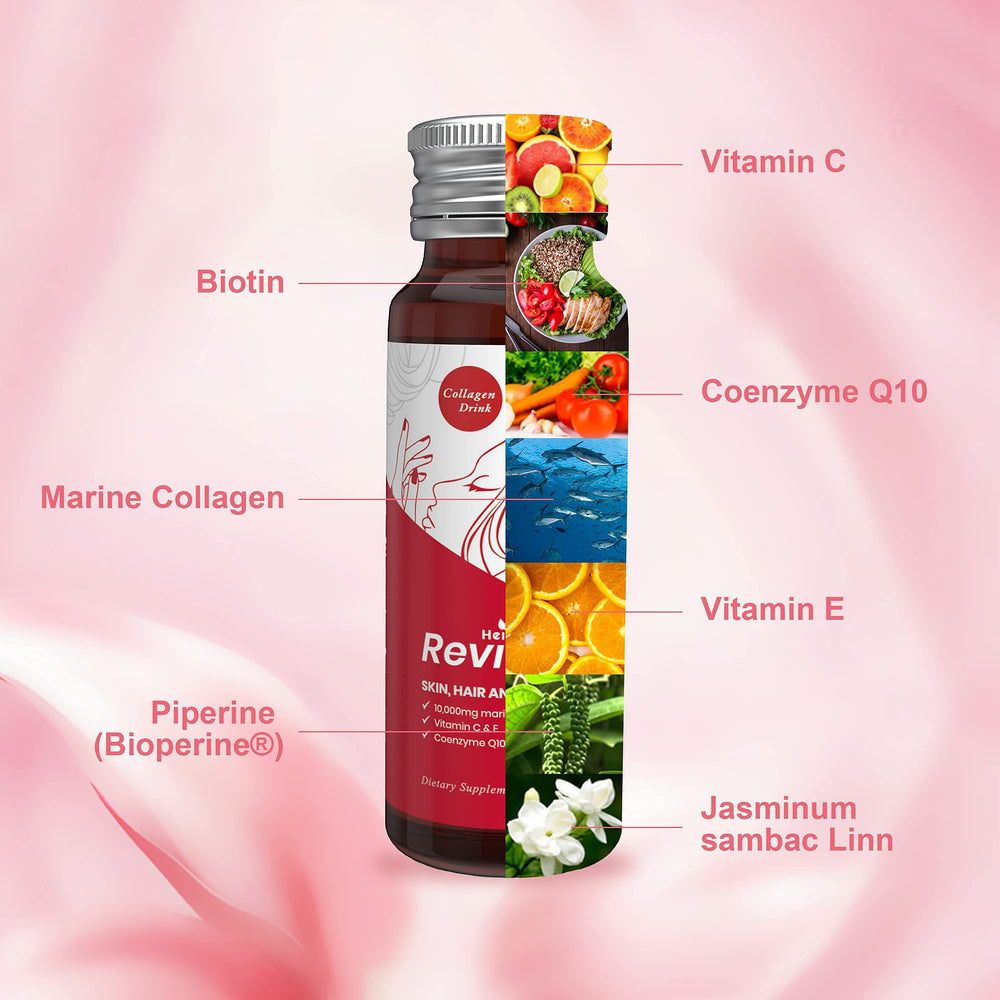 Heivy collagen bottle showing 10,000 mg marine peptides for skin support
