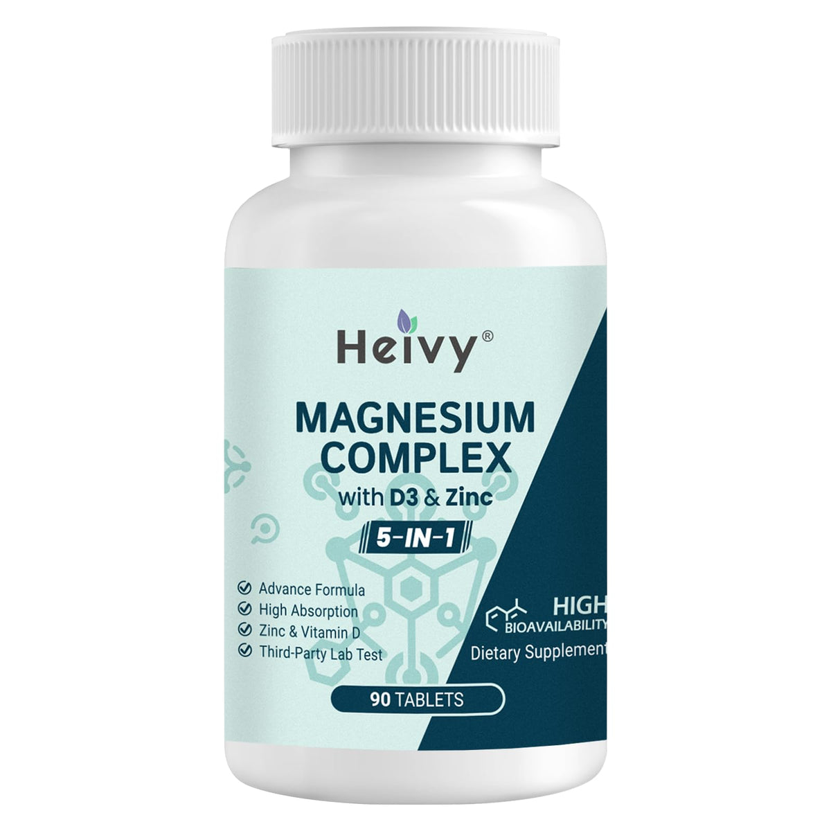 Heivy Magnesium Complex pack front view highlighting high-absorption blend for daily support