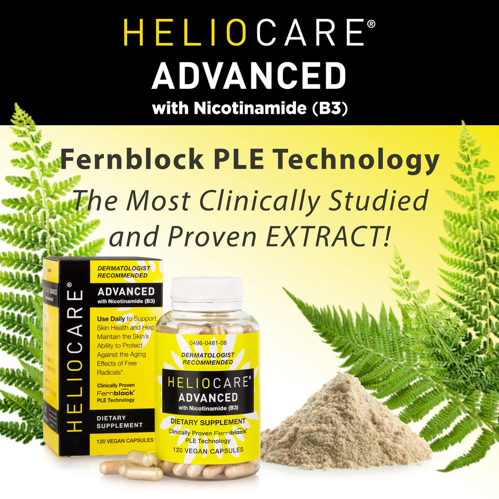Label detail shows Niacin 500 mg and Fernblock PLE 240 mg per serving.