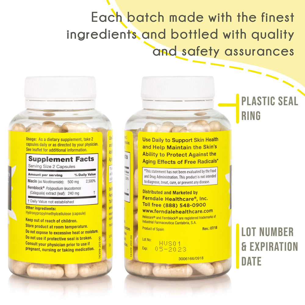 Close-up of Fernblock PLE extract highlighting antioxidant technology for skin.
