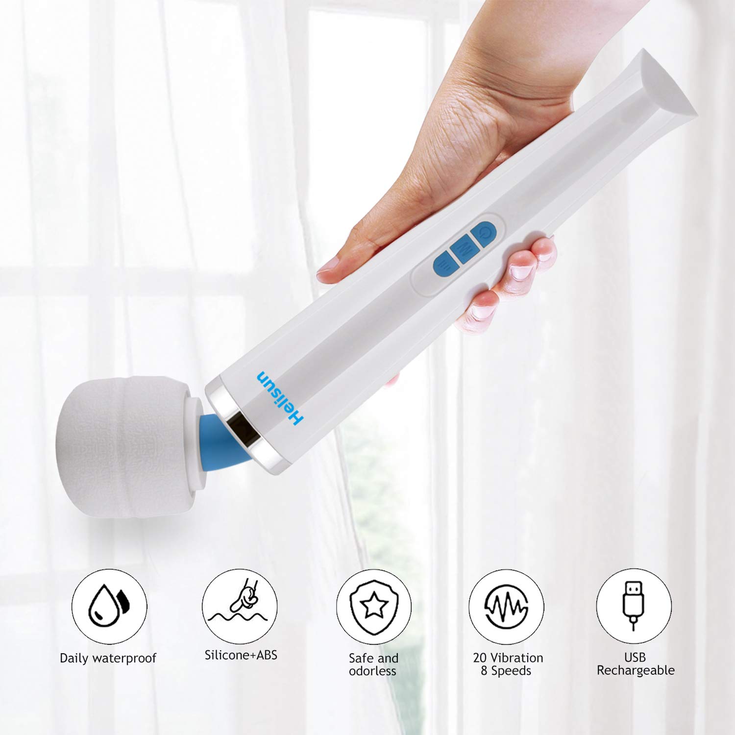 Helsun compact design portable massager fits easily in a bag.