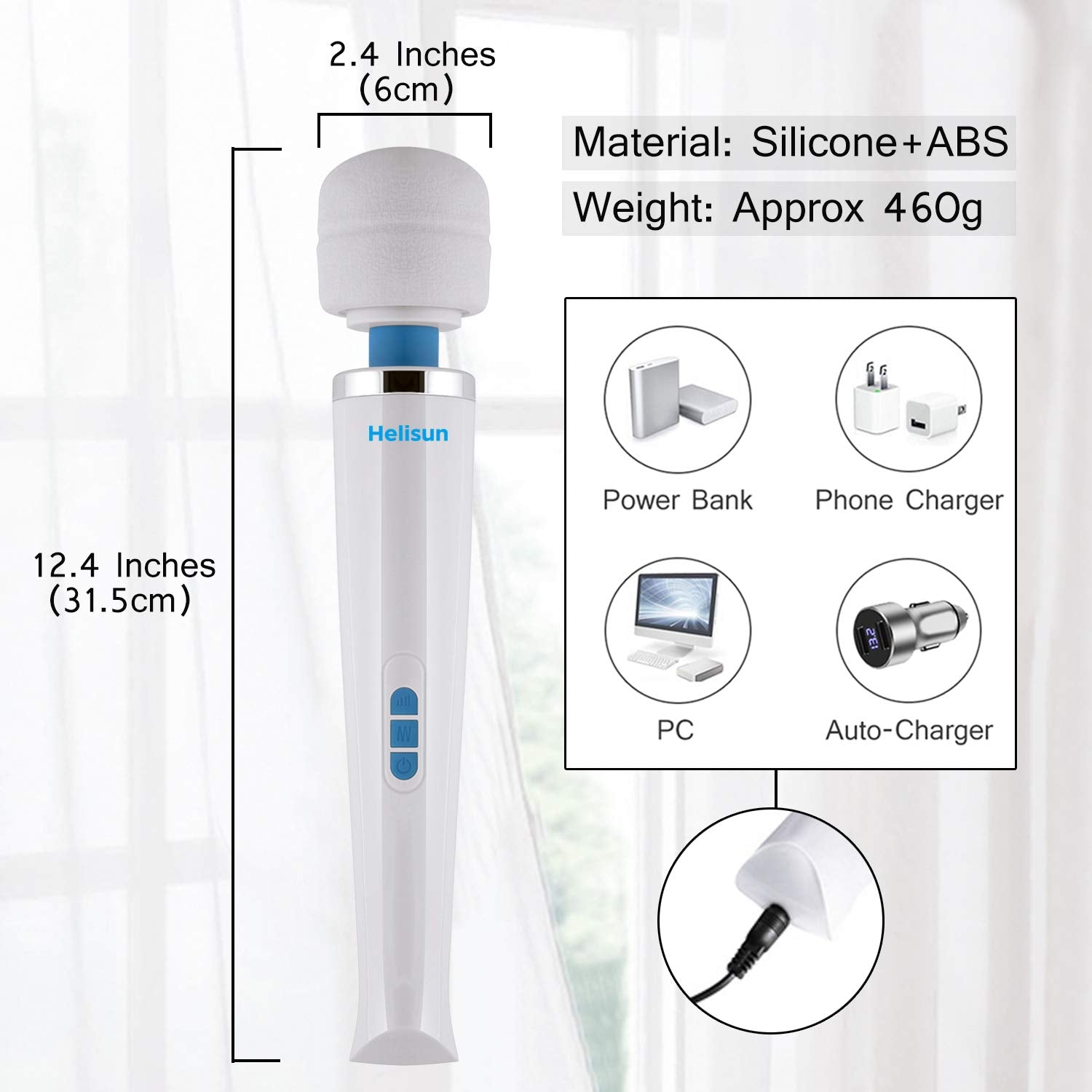 Helsun USB charging massage stick powers up quickly for longer sessions.