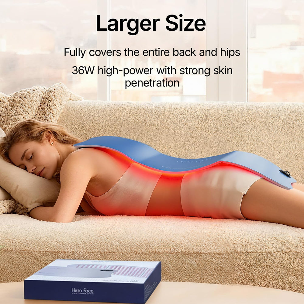 Hello Face large 30x12 inch mat provides full-back coverage for extended sessions.