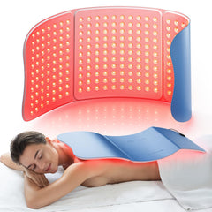 Hello Face large red light therapy mat front view for full body coverage and soothing relief.