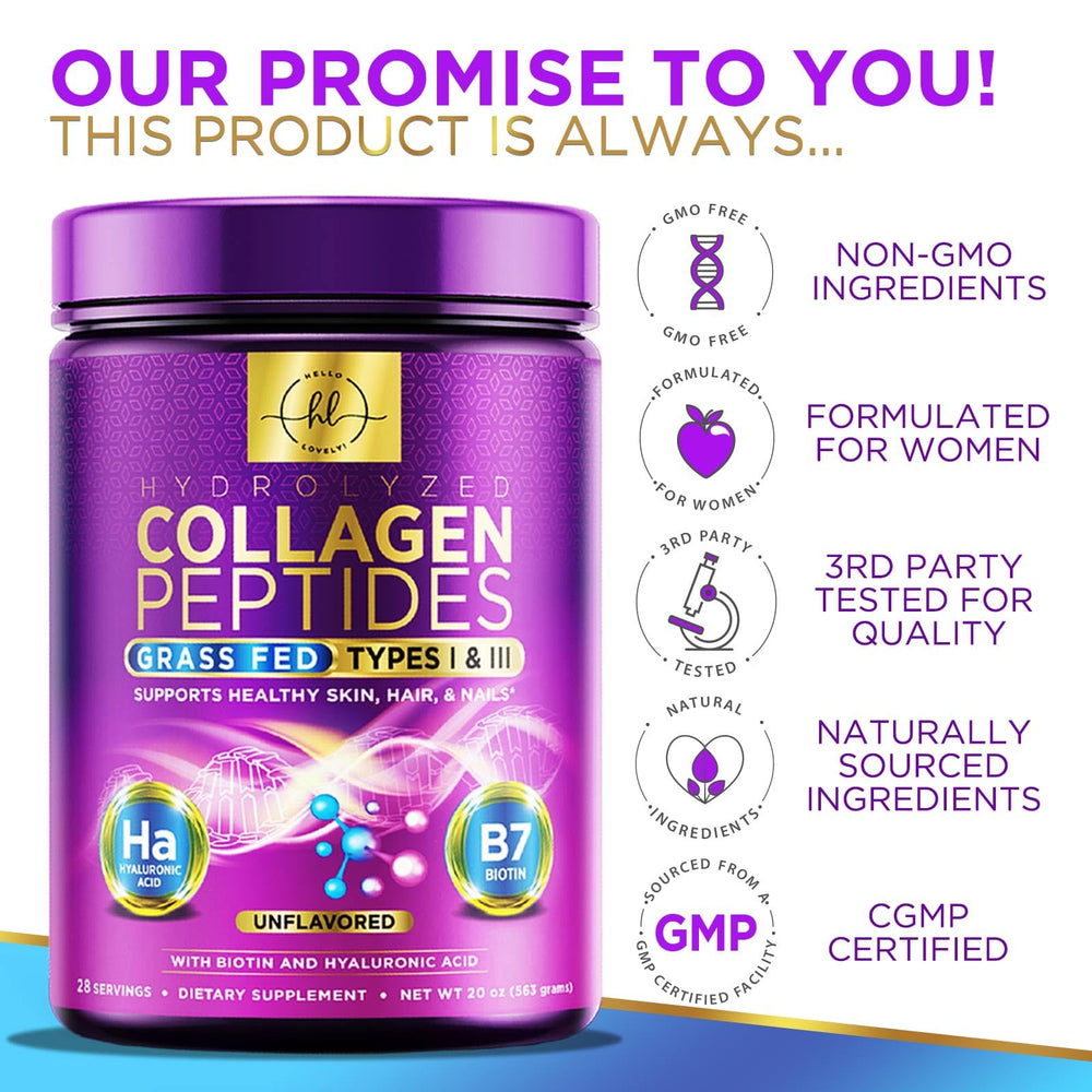 Hello Lovely 28 servings packaging shown for convenient daily collagen routine.