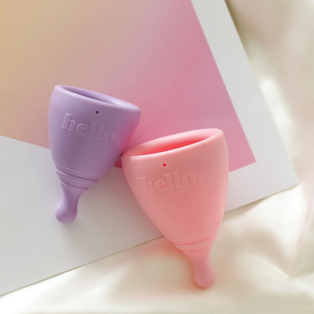 Hello Period average cervix cup worn during the day offers discreet leak protection.