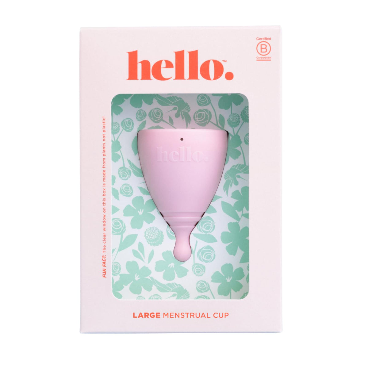 Hello Period average cervix cup with large capacity for overnight wear