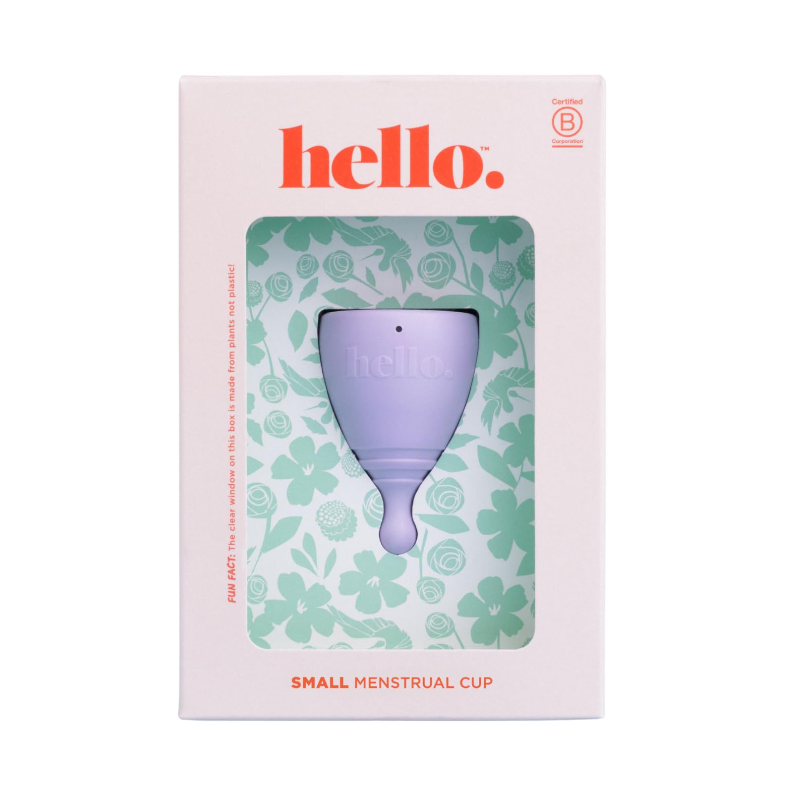 Hello Period average cervix cup packaging highlights eco-friendly packaging for sustainable care.