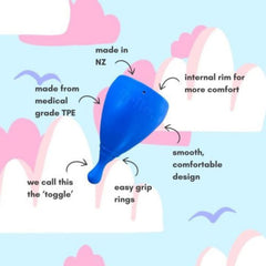 Hello Period Cup extended body design enables easier reach and removal.