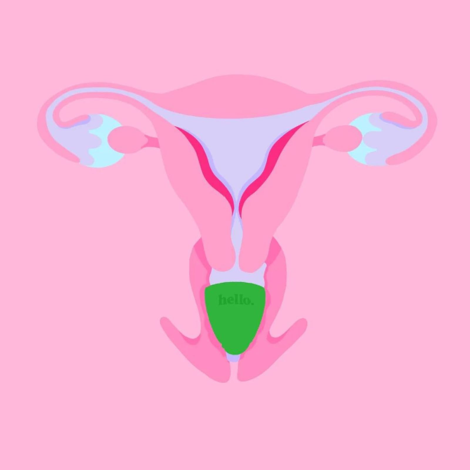 Reusable and sustainable Hello Period Cup Low Cervix packaging and cup